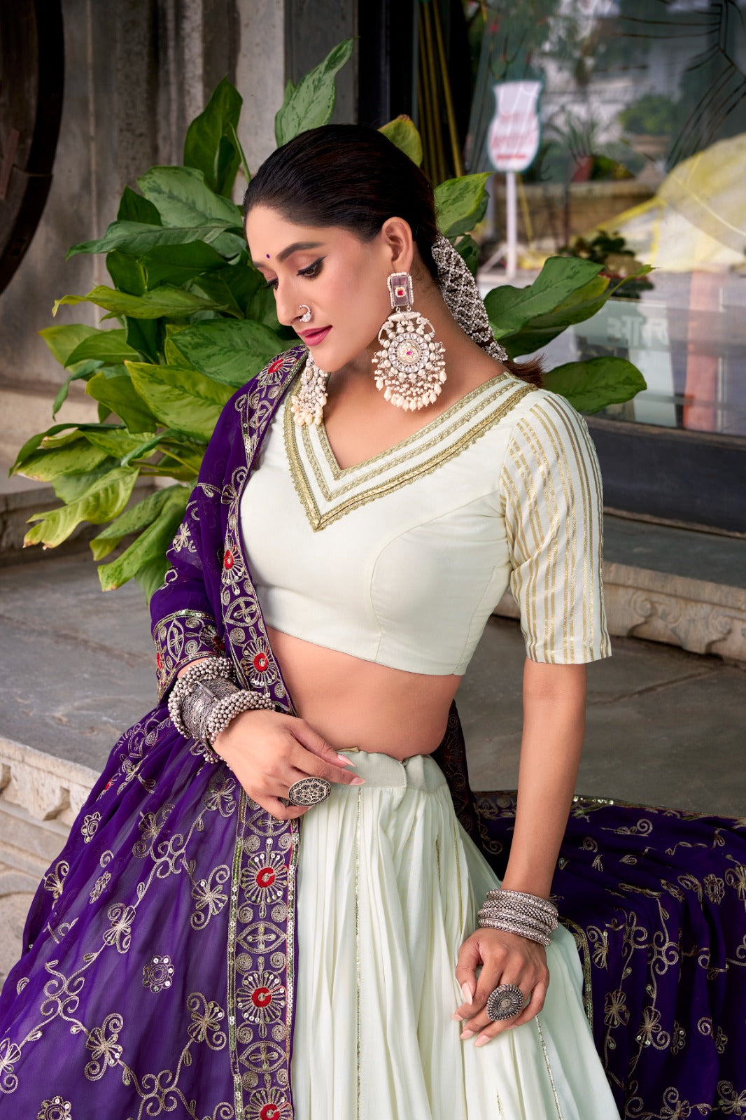 Explore traditional yet modern lehenga for women & girls. Pure rayon lehenga choli set with zari blouse and embroidered dupatta – perfect lehenga for weddings & parties.